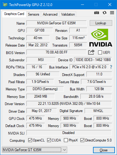 GPU-Z Nvidia grafik kartı