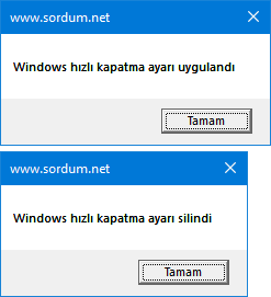 Kapanışta işlemi otomatik sonlandır vbs