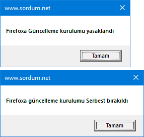 Vbs ile firefox güncellemesini engelleyelim