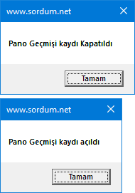 Vbs ile pano geçmişini aç