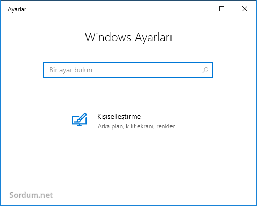 Windows ayarlar sayfasında kısıtlama