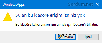 Klasöre erişim izni yok