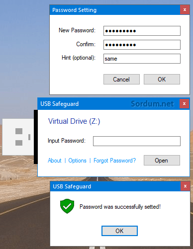 USB safe guard password