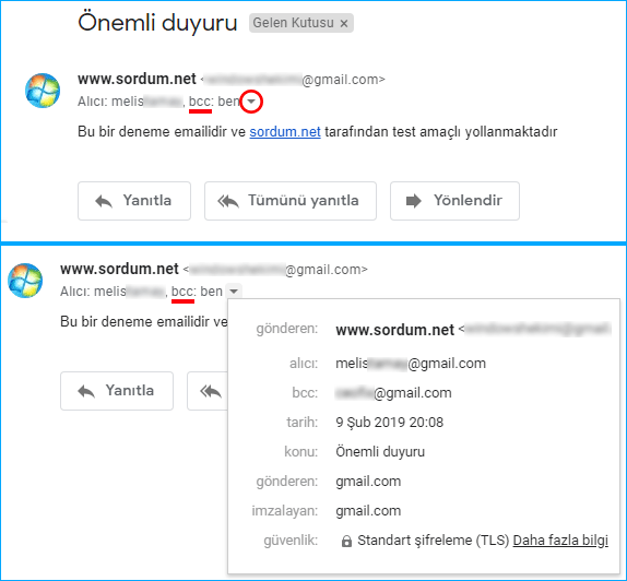 Gmailde BCC kullanılırsa karşı taraf nasıl görür