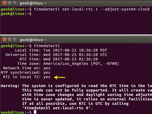 linux local saati kullansın