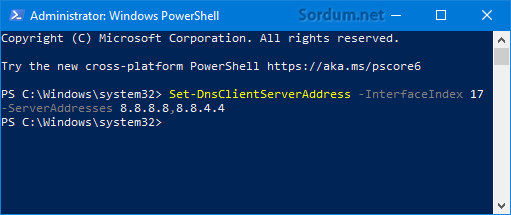 Powershell ile DNS değişikliği nasıl yapılır