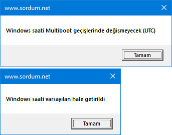 Vbs ile multiboot ta saatin değişmesini engelleyelim