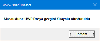 Vbs ile UWP dosya gezgini kısayolu