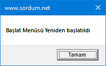 Başlat menüsü restart