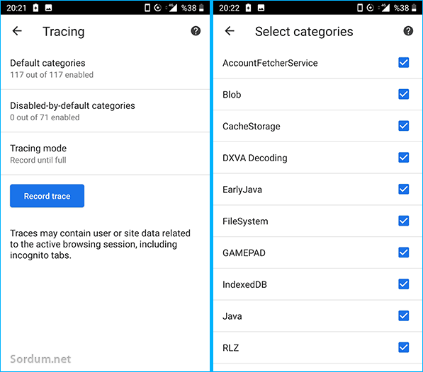 Mobil chrome tracing