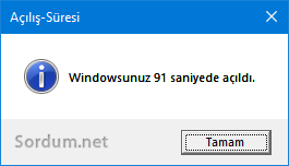 Windows açılış süresi