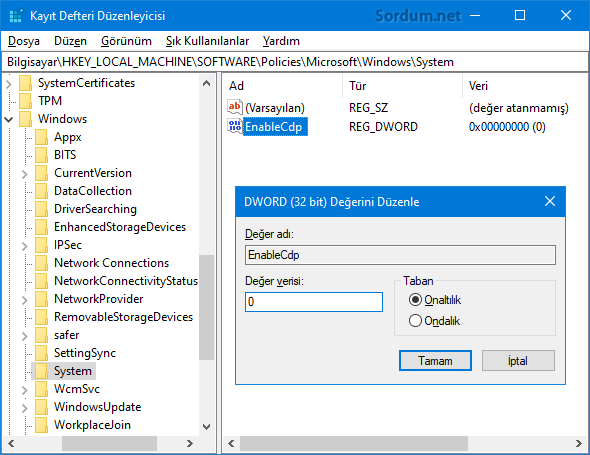 Paylaşılan deneyimler registry kaydı