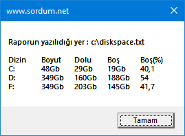 Vbs ile disk doluluk yüzdesi