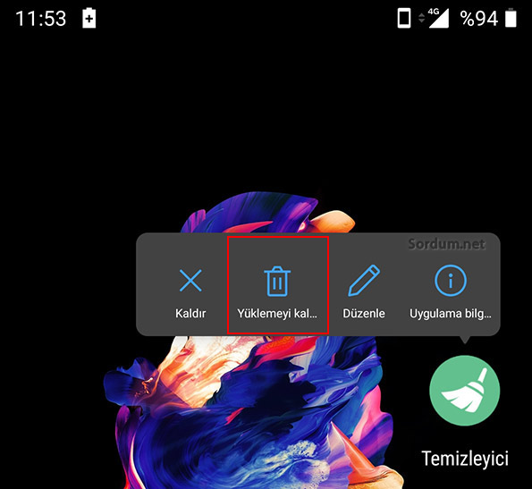 Android te uygulama kaldırma