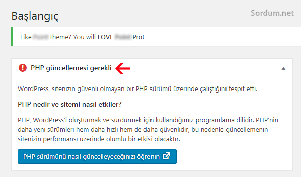 Php güncellemesi gerekli