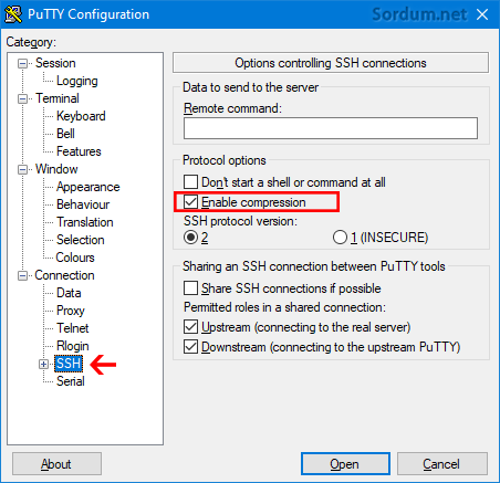 putty enable compression