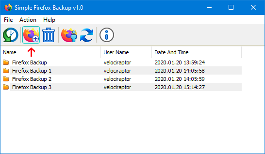 simple firefox backup arayüzü