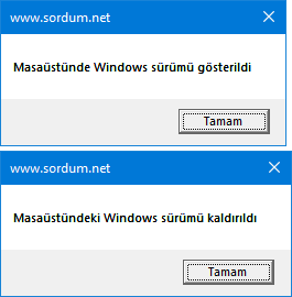 vbs ile msaüstüne windows sürüm numarası