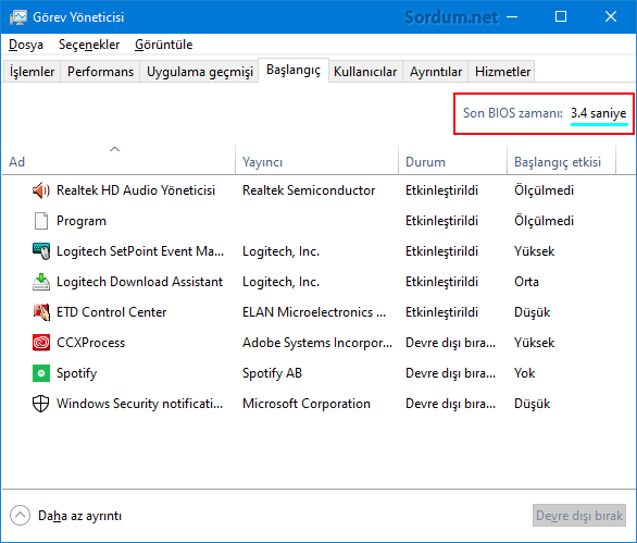 son bios zamanı süresi