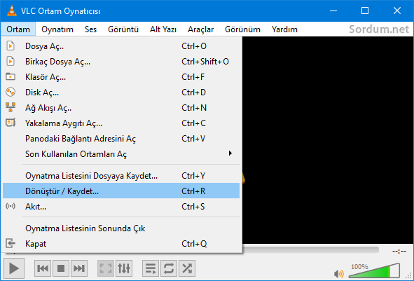 VLC dönüştür Kaydet