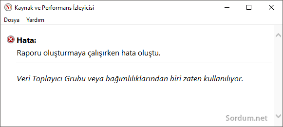 Raporu oluşturmaya çalışırken hata