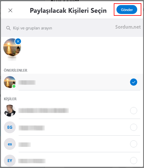 Skype gönder butonu