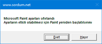 vbscript ile Microsoft paint i sıfırla