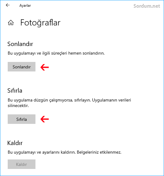 Fotoğraflar uygulaması nasıl sıfırlanır