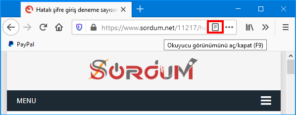 Firefox okuyucu görünümüne geç