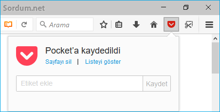 firefox pockete kaydedildi