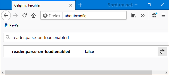 Firefox okuyucu görünümünü devre dışı bırak