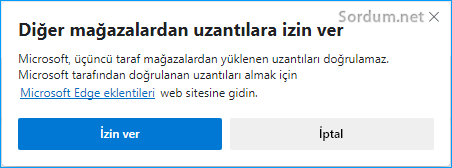 Diğer mağazalardan uzantılara izin ver