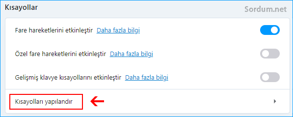 Opera tarayıcısında kısayolları değiştir