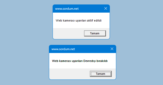 Vbs ile web kamerası uyarılarını aç