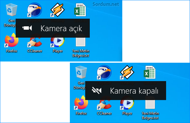 Web kamerası masaüstü bildirimi