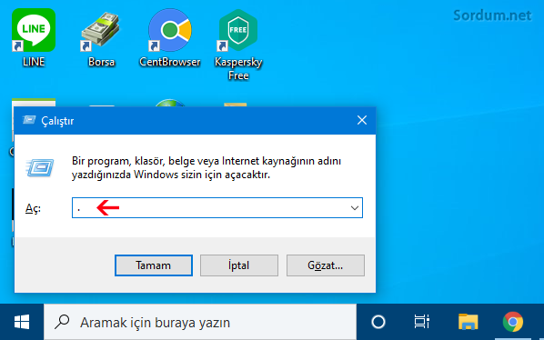 Dosya gezgini çalıştır komutu