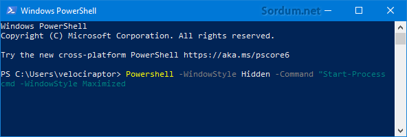 Powershell ile cmd tam ekran