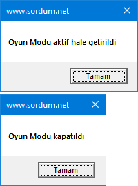 Vbscript ile oyun modunu açıp kapatın