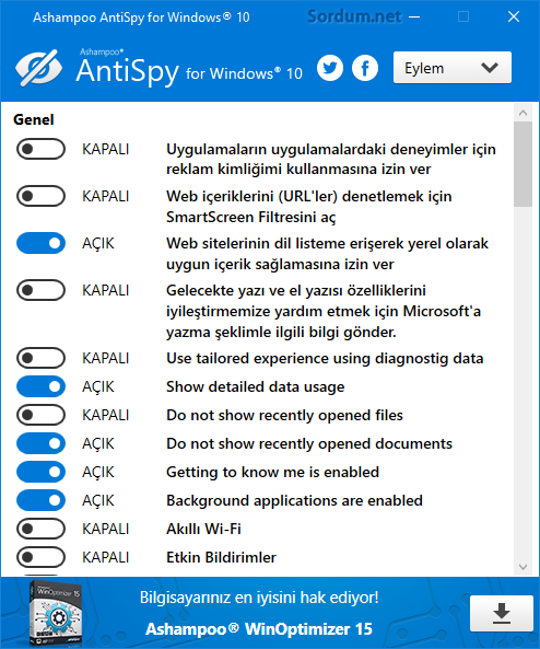 Ashampoo Antispy for windows 10