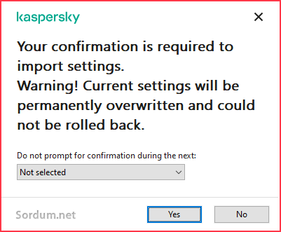 Kaspersky içe aktarma uyarısı