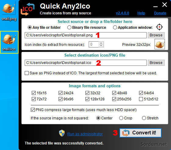 quickany2ico ile resimden ikon yap