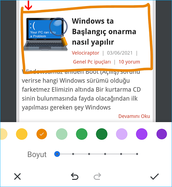 Chromede ekran resmini düzenle