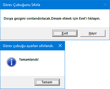 Script ile görev çubuğunu sıfırla