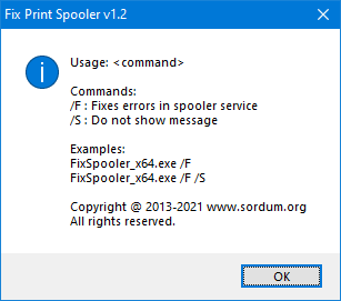 Fix print spooler cmd parametreleri