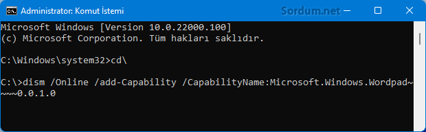 Windowsa Wordpad nasıl eklenir