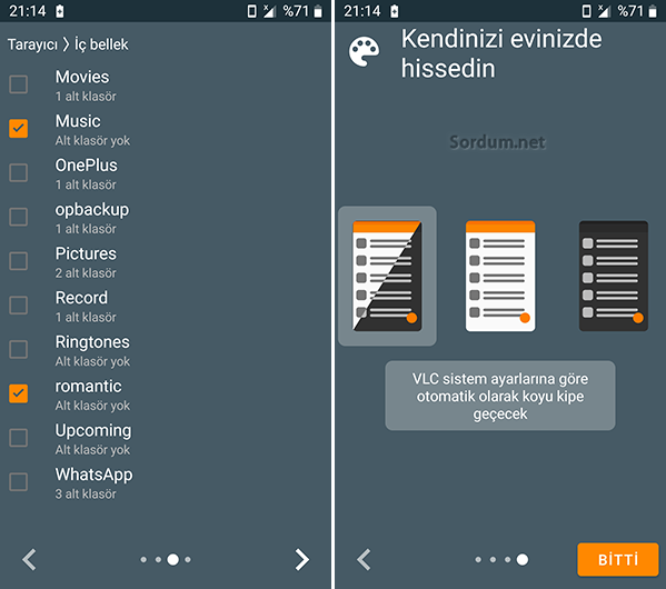 Android VLC de müzik klasörlerini seçin