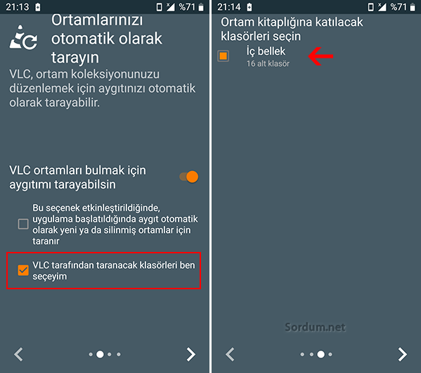 Android VLC ortam taraması