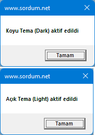 Bir tıkla Koyu temaya geç