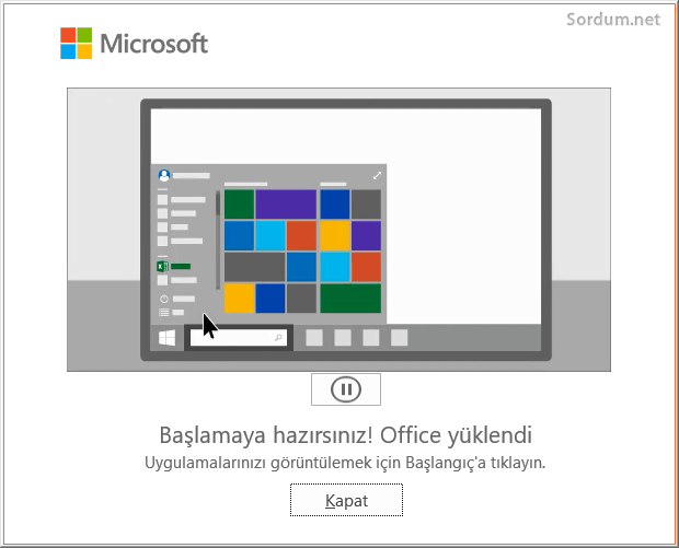 Microsoft Office yüklendi