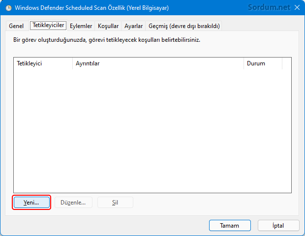 Yeni Tetikleyici